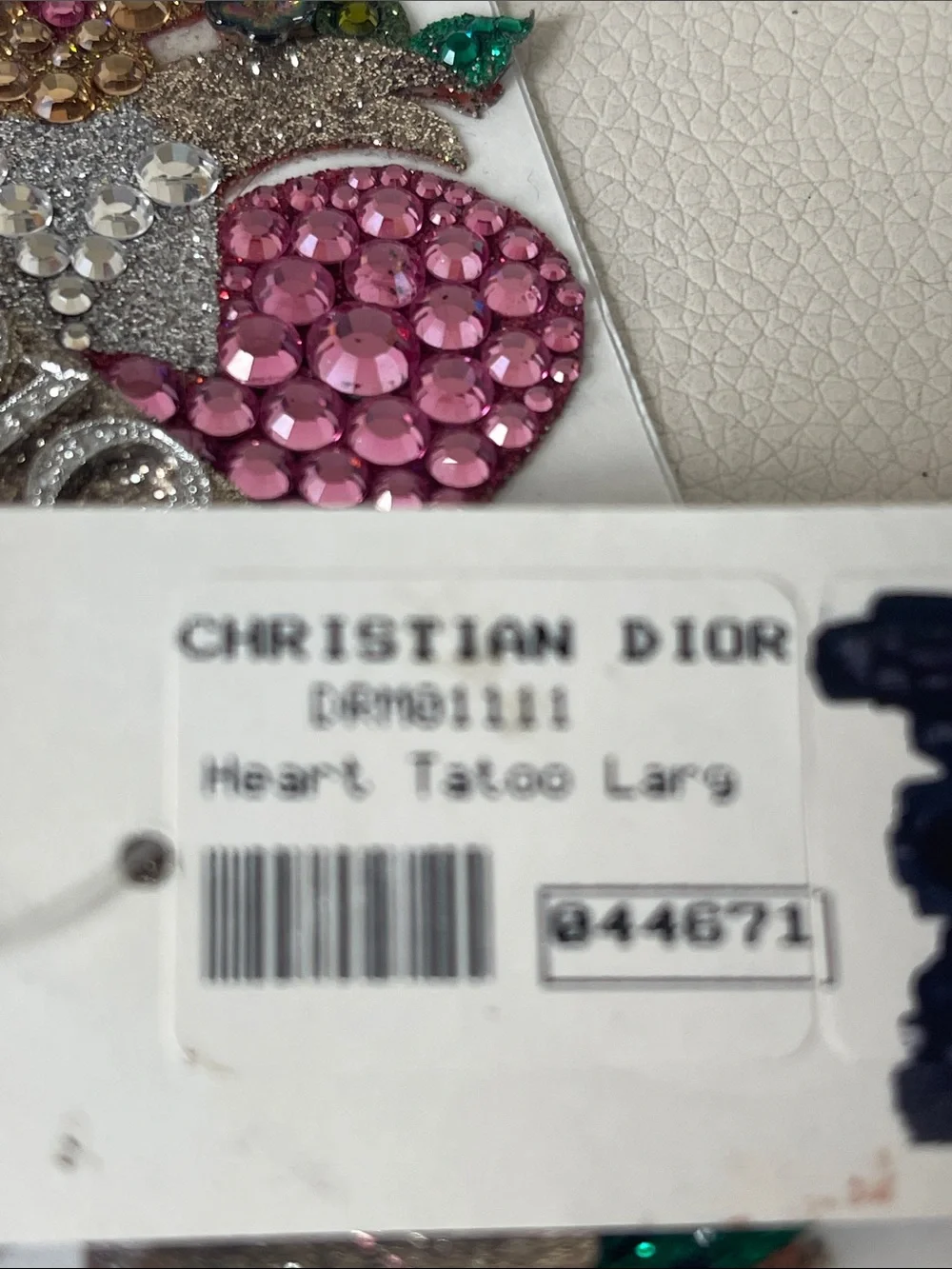 DIOR Pink Crystal Heart and Sword Embellished Reusable Tattoo